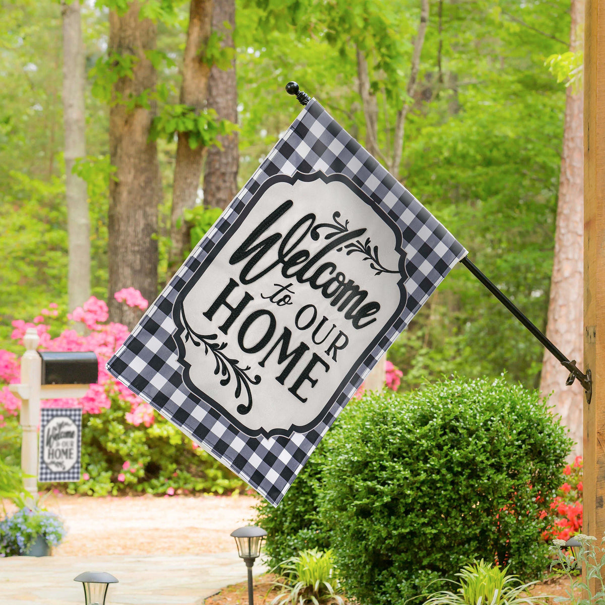 Classic Welcome Home House Applique Flag