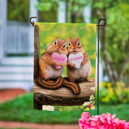 Valentine Chipmunks Suede Garden Flag
