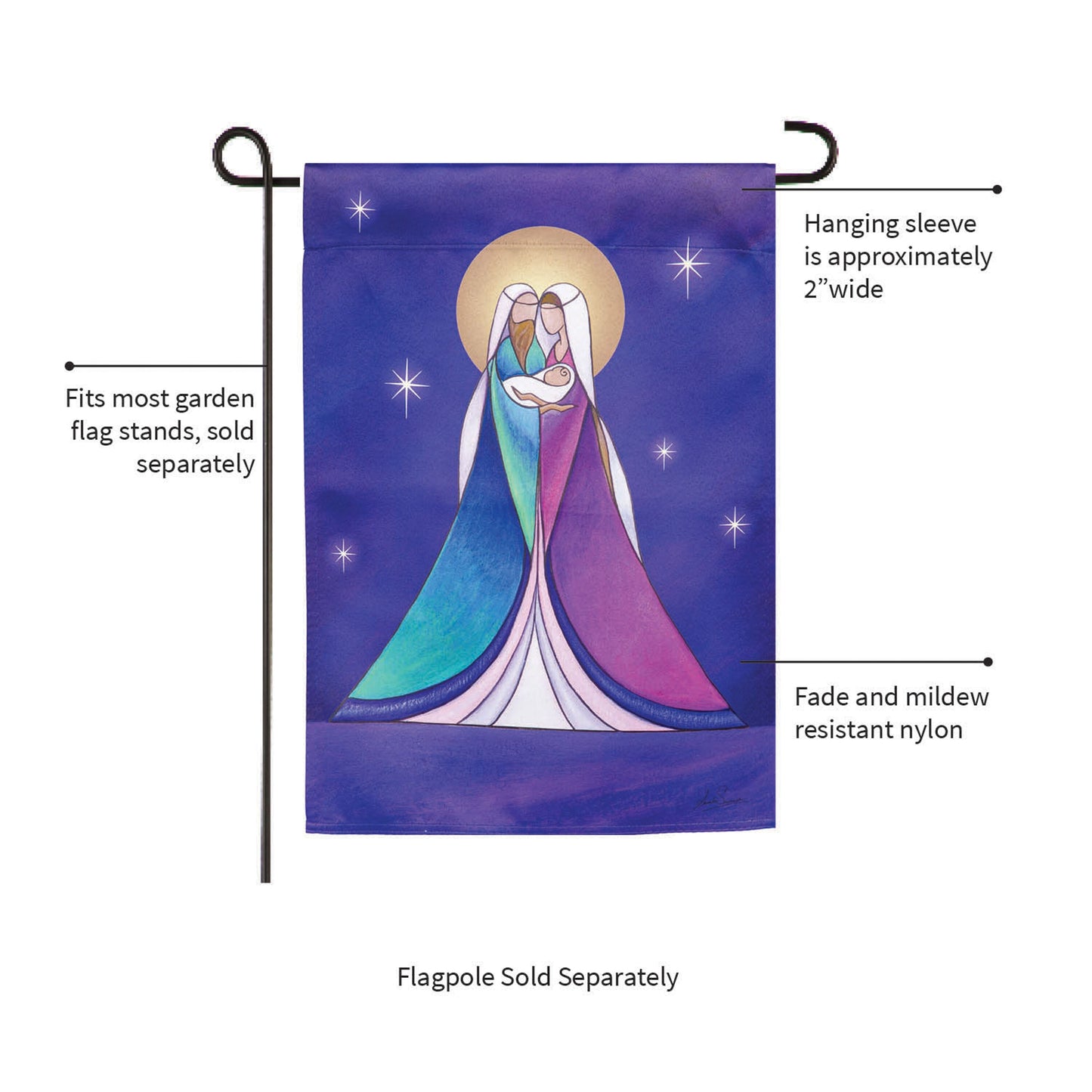 Holy Family Suede Garden Flag