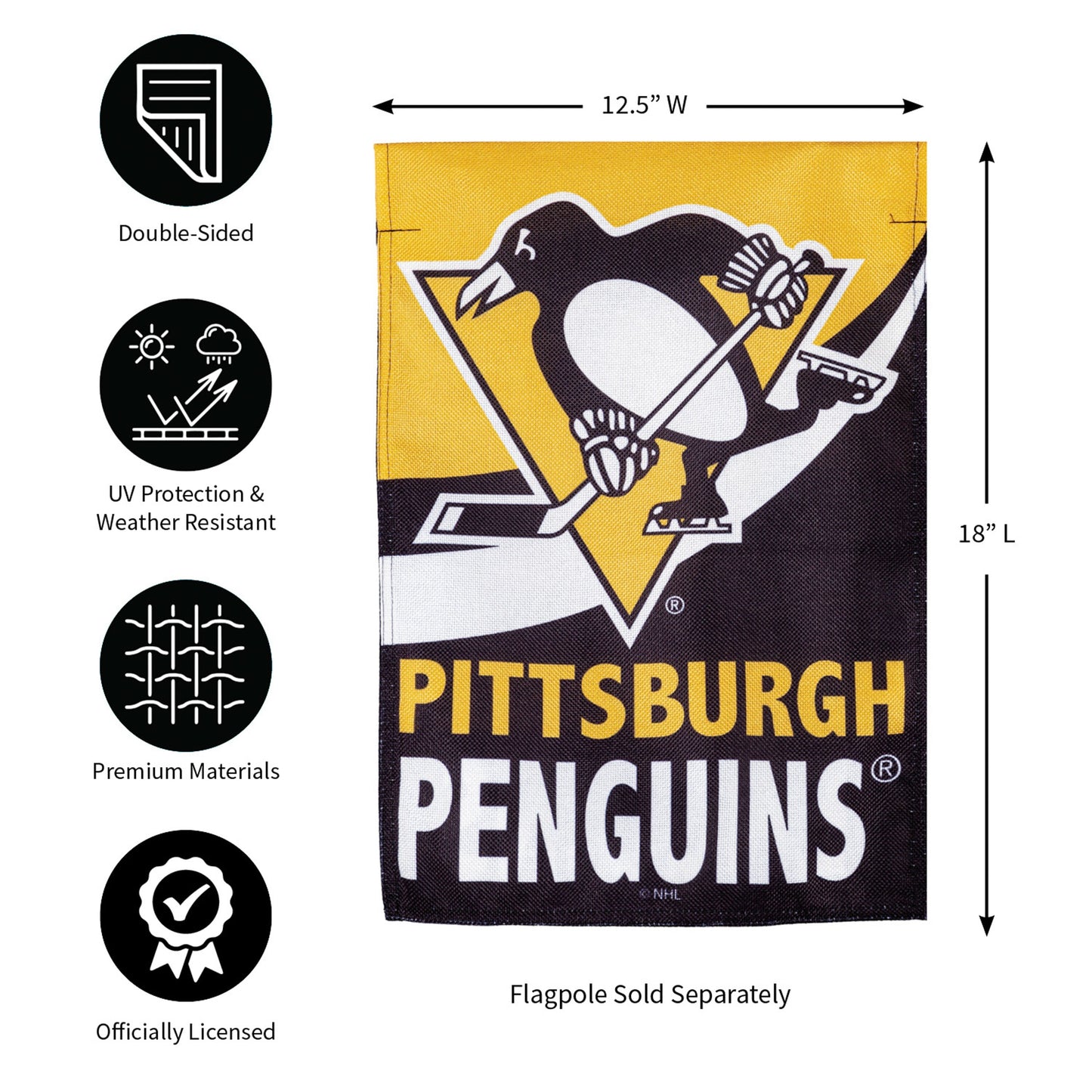 NHL Hockey Burlap Garden Flag, Pittsburgh Penguins