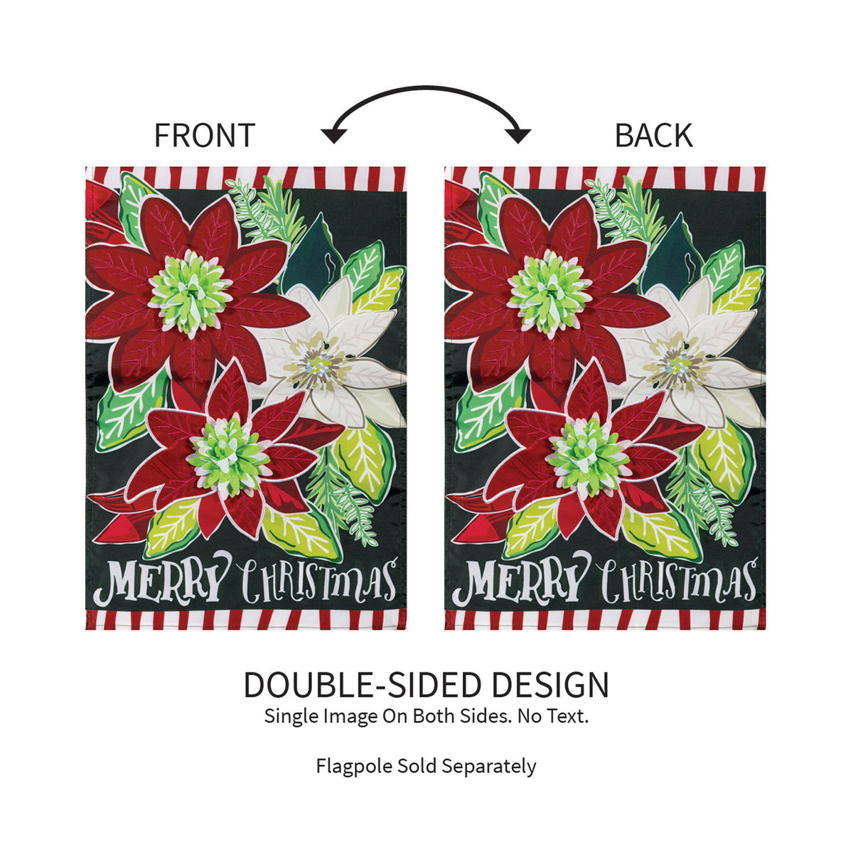 Holiday Poinsettia Applique Garden Flag