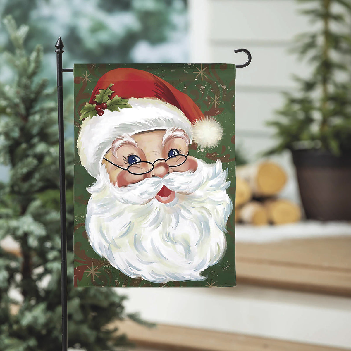 Merry Santa Applique Garden Flag