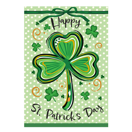 Happy St. Patrick's Day Shamrock Applique Flag