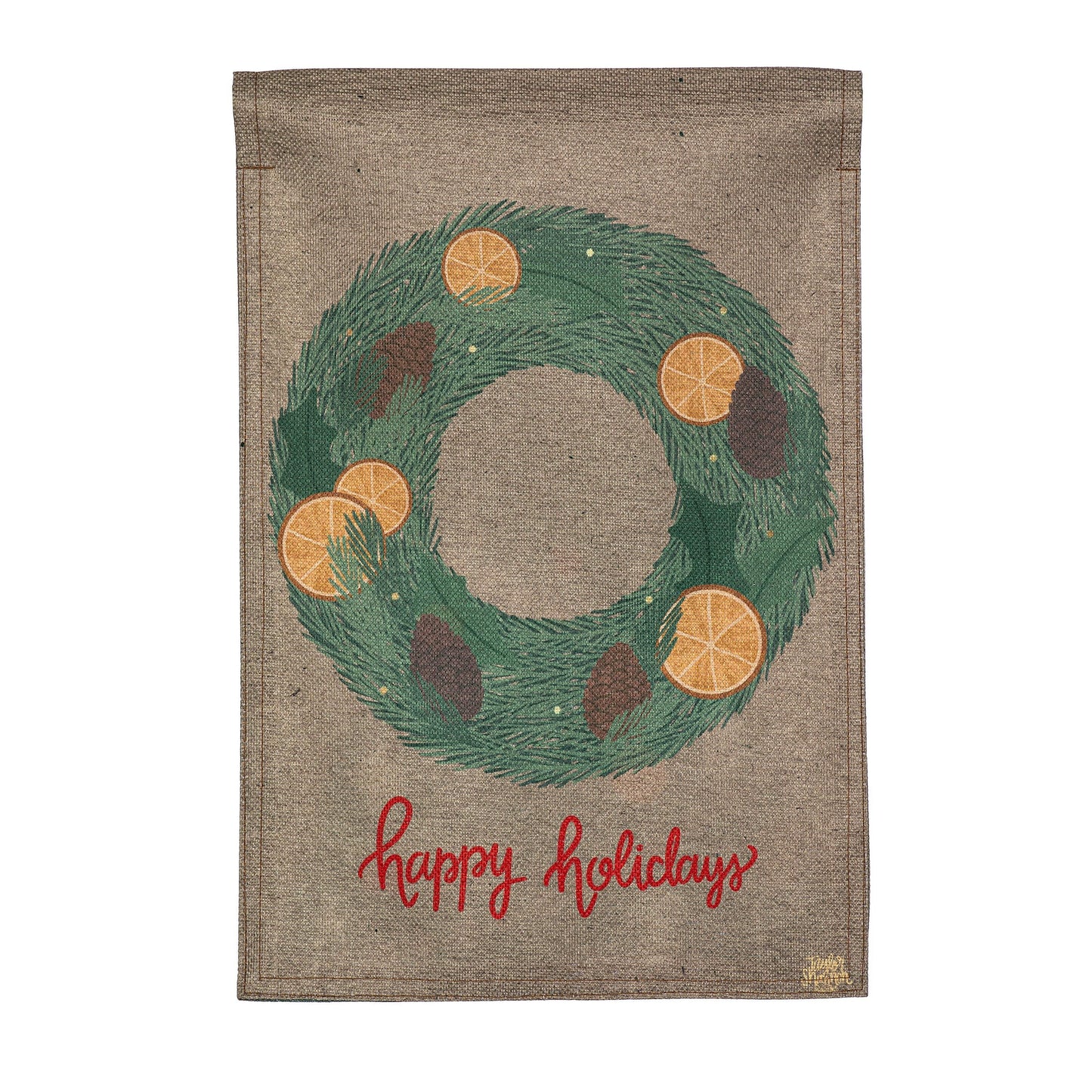 Holiday Wreath Reversible Burlap Garden Flag