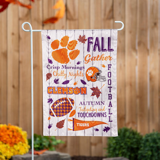 Clemson University Fall Seasonal Moire Garden Flag