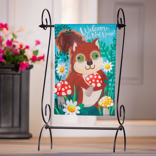 Animated Nutty Squirrel Applique Lighted Garden Flag