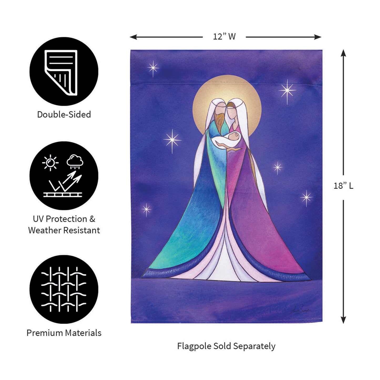 Holy Family Suede Garden Flag