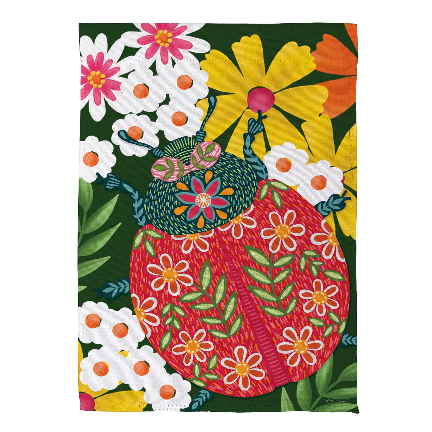 Bloom & Burst Butterfly Suede Garden Flag Front & Back