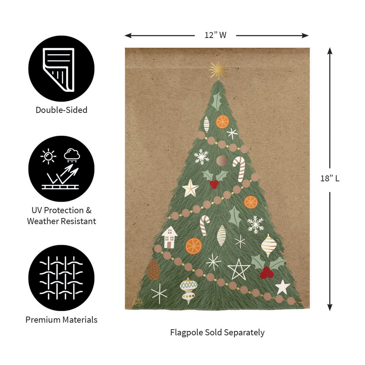 Holiday Wreath Reversible Burlap Garden Flag