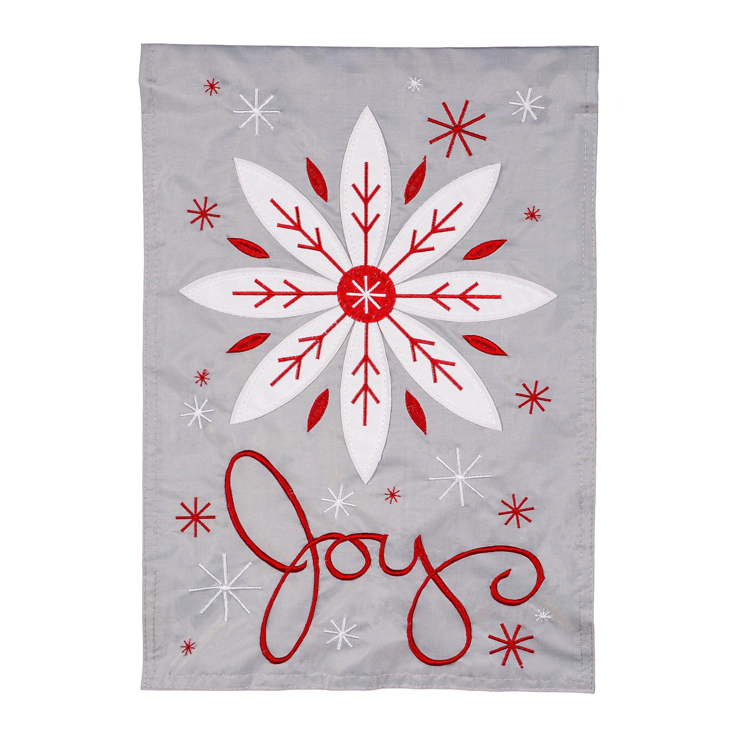 Joy Winter Snowfall Basic Applique Garden Flag