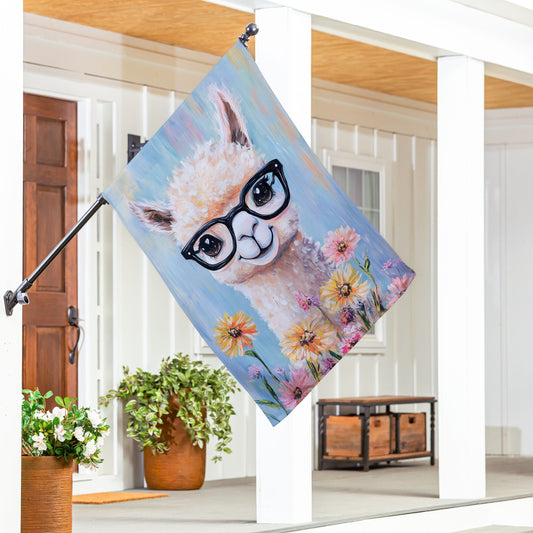 Floral Llama Suede House Flag