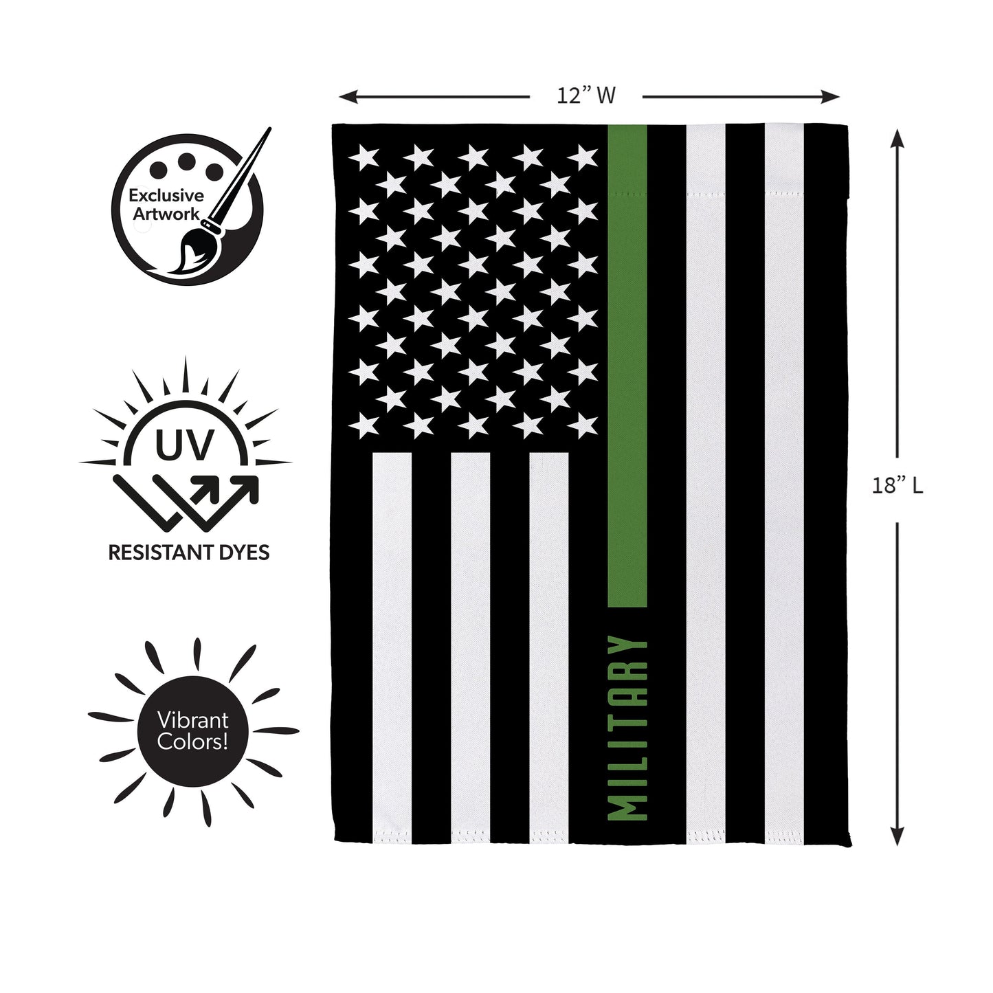 Military Thin Green Line Garden Suede Flag