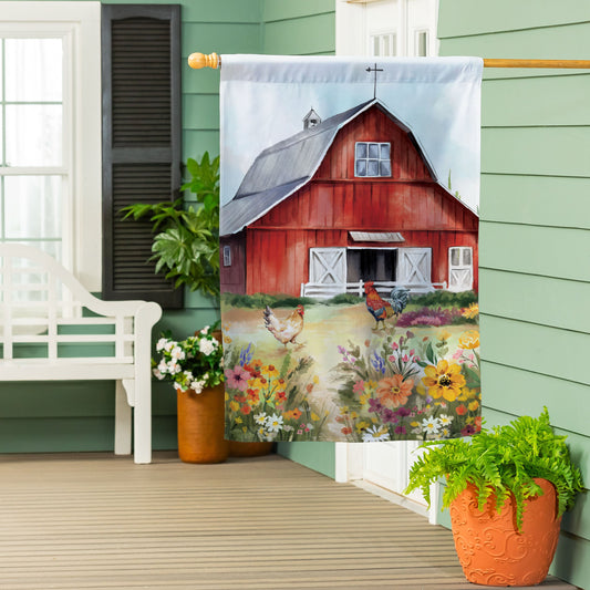 Hillside Pasture Barn Suede House Flag