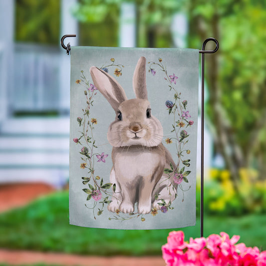 Vintage Floral Hare Suede Garden Flag