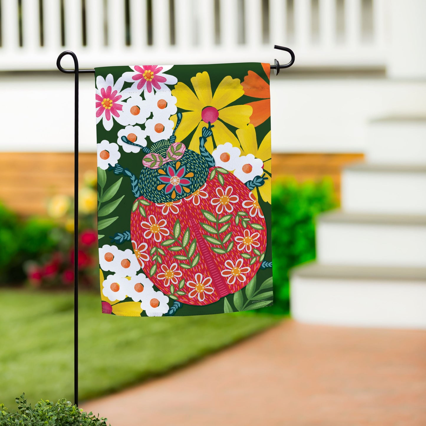 Bloom & Burst Butterfly Suede Garden Flag Front & Back