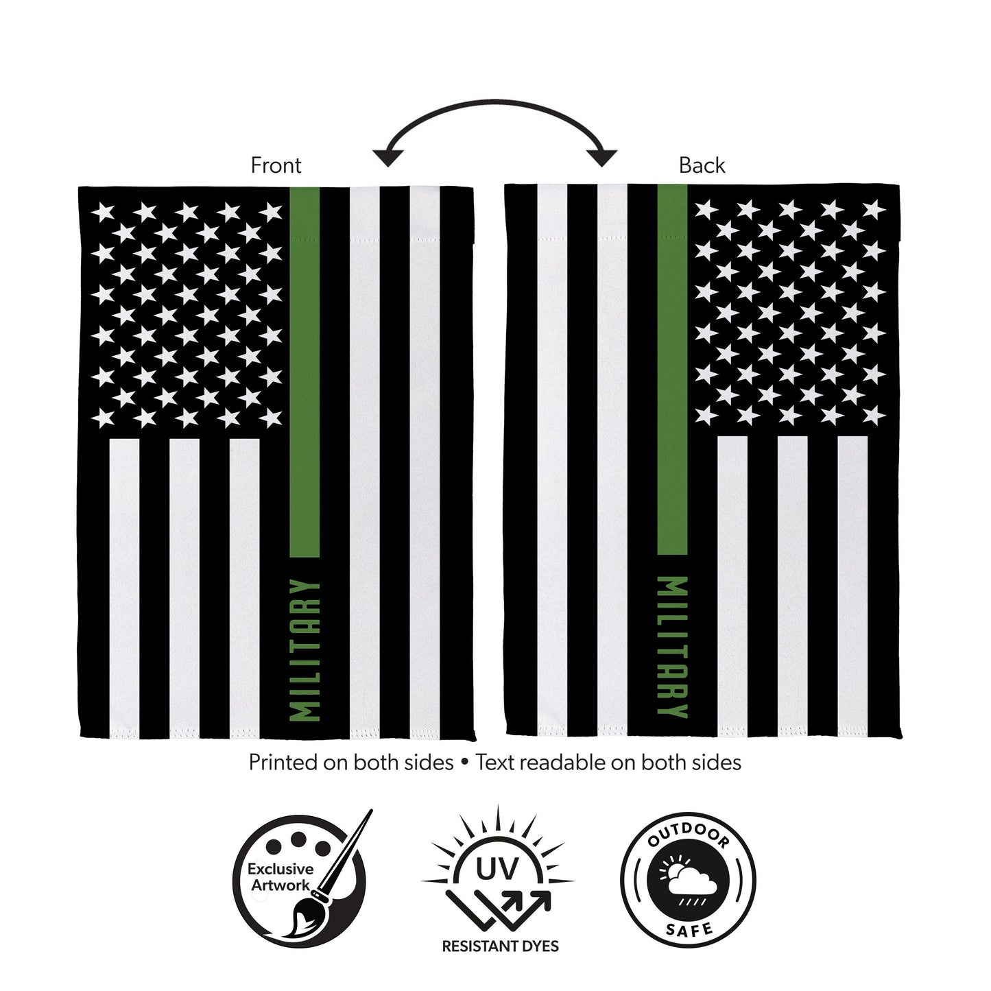 Military Thin Green Line Garden Suede Flag