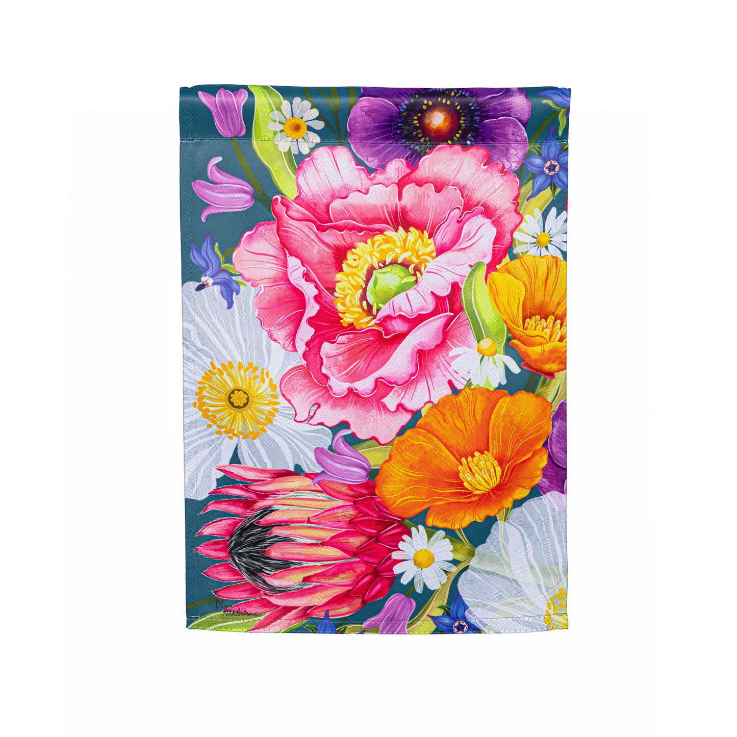 Bold Flowers Suede Garden Flag