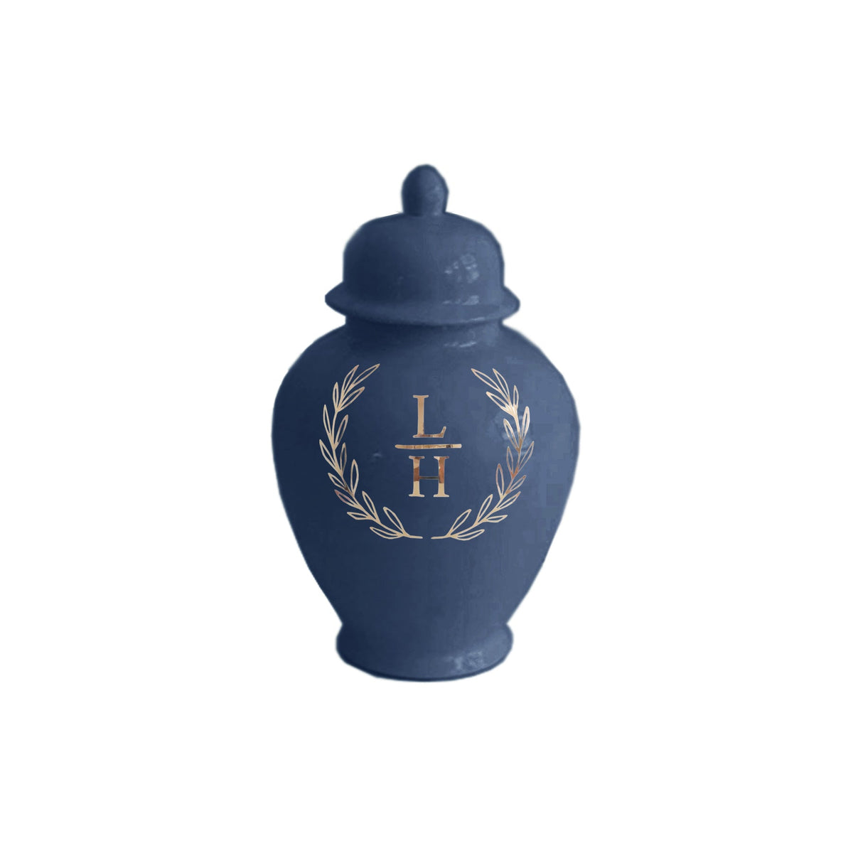 Laurel Wreath Monogram Ginger Jars in Navy
