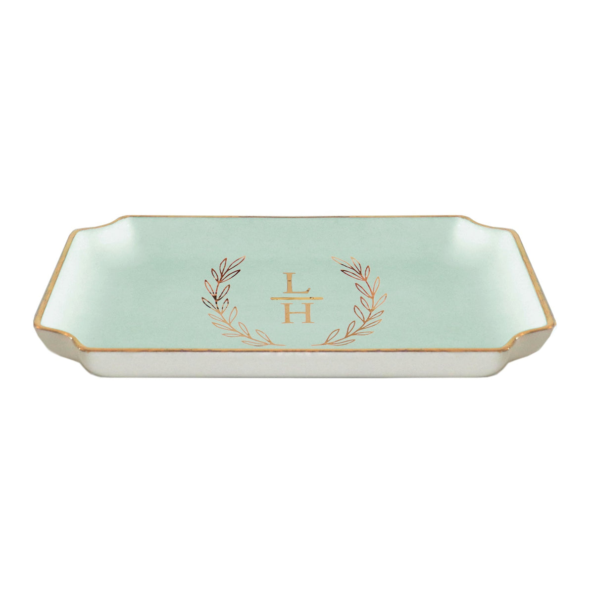 Laurel Wreath Monogram Trays with Gold Accent