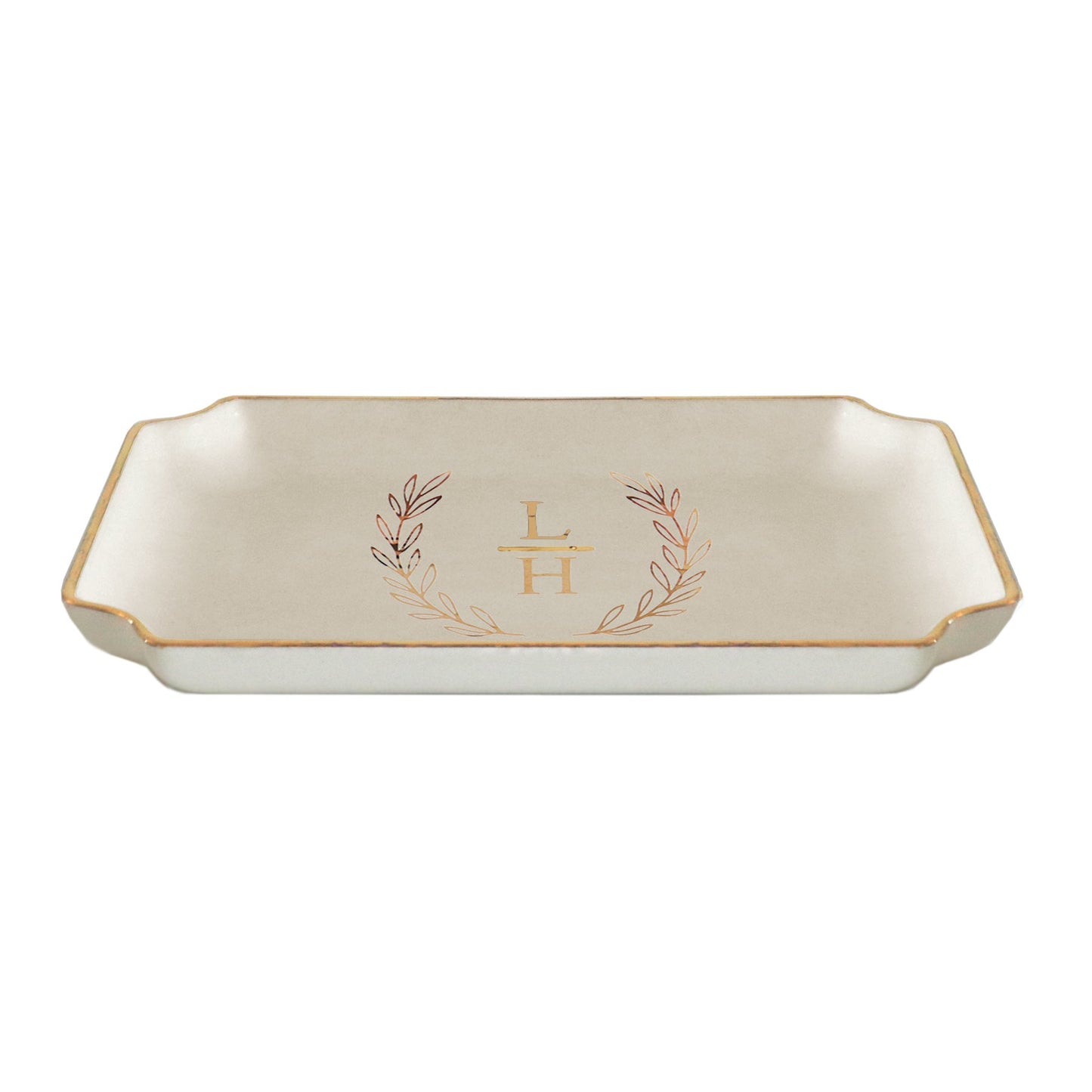 Laurel Wreath Monogram Trays with Gold Accent
