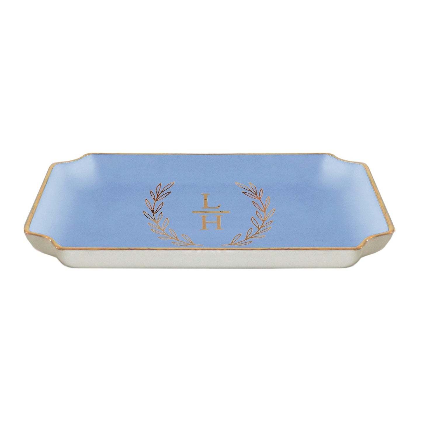 Laurel Wreath Monogram Trays with Gold Accent