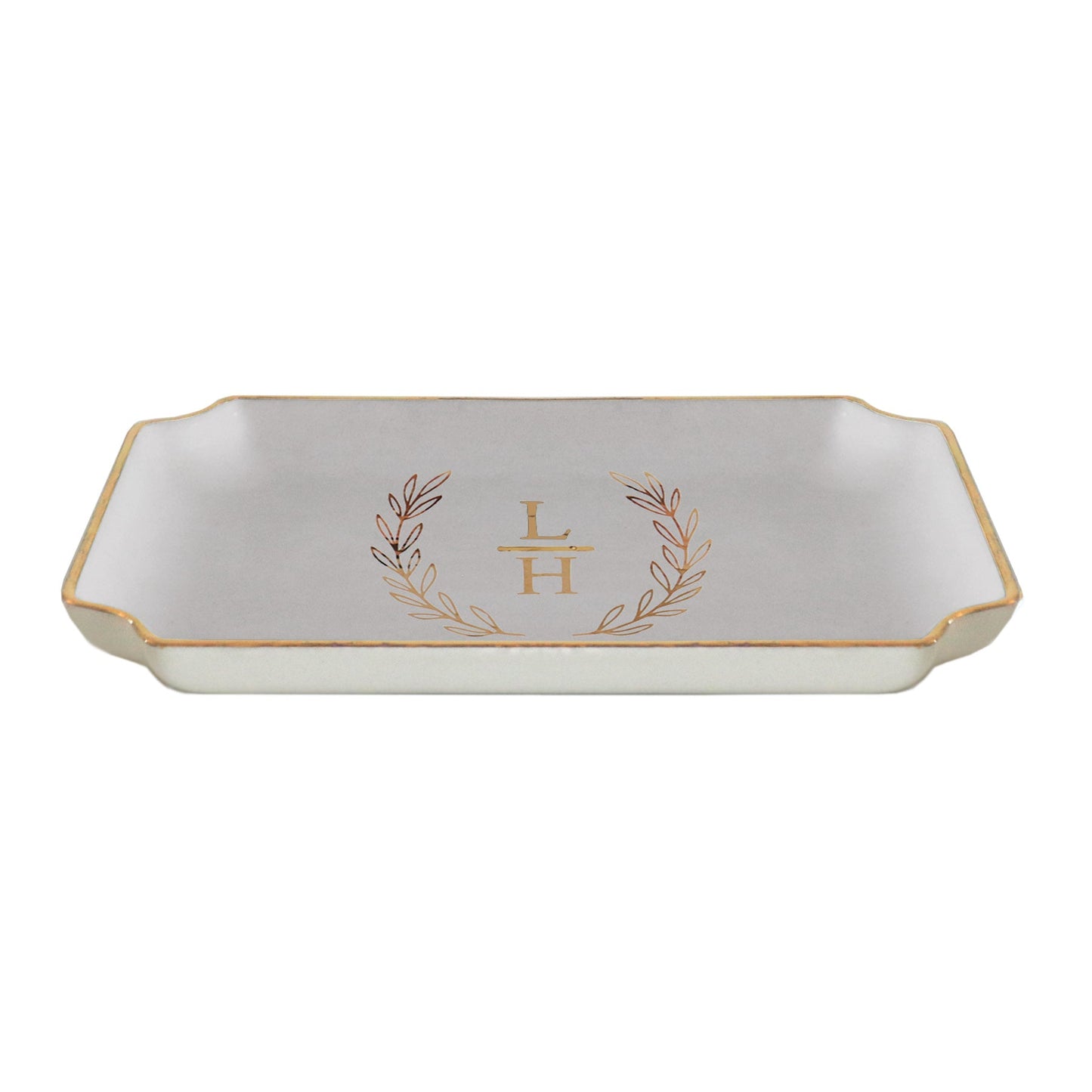 Laurel Wreath Monogram Trays with Gold Accent