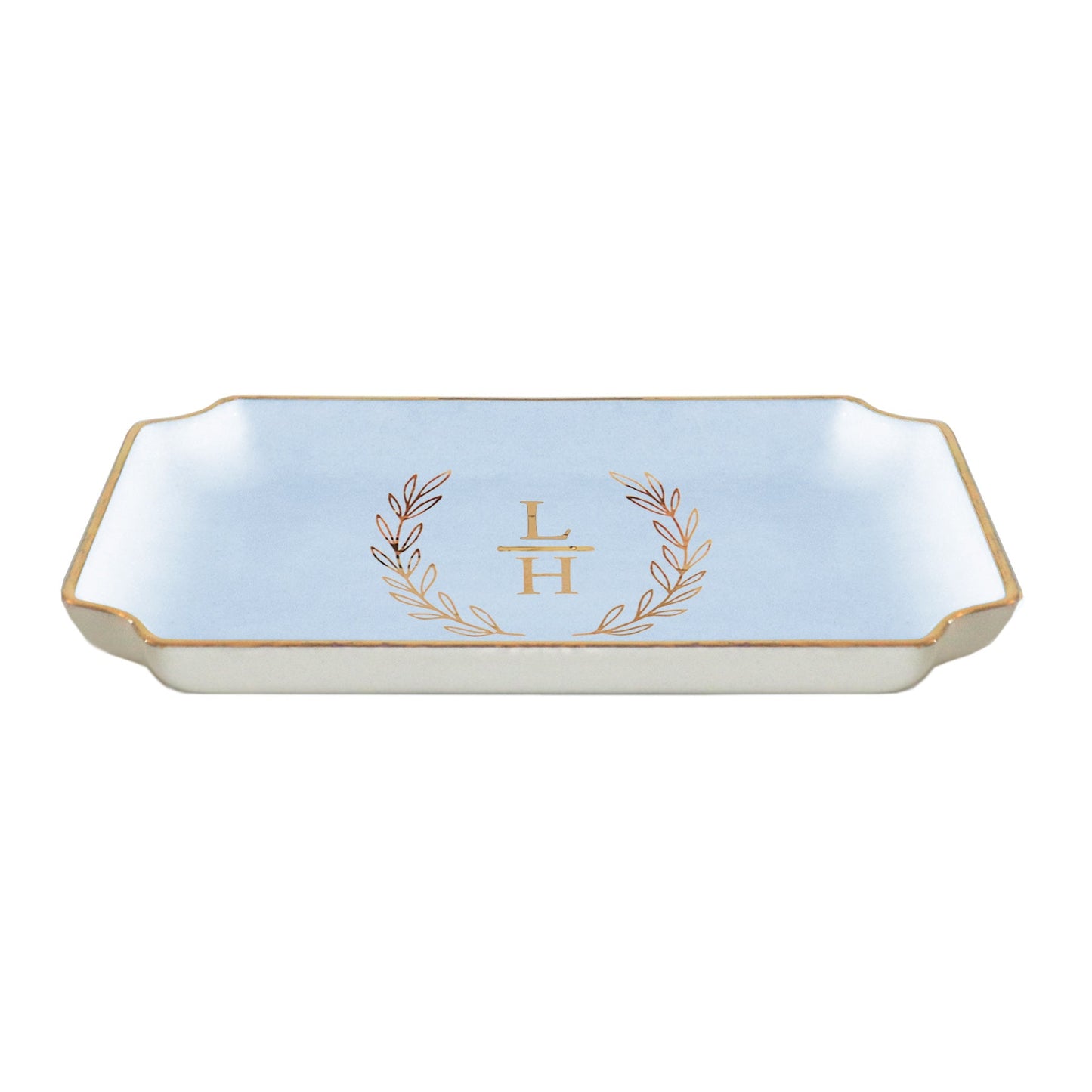 Laurel Wreath Monogram Trays with Gold Accent