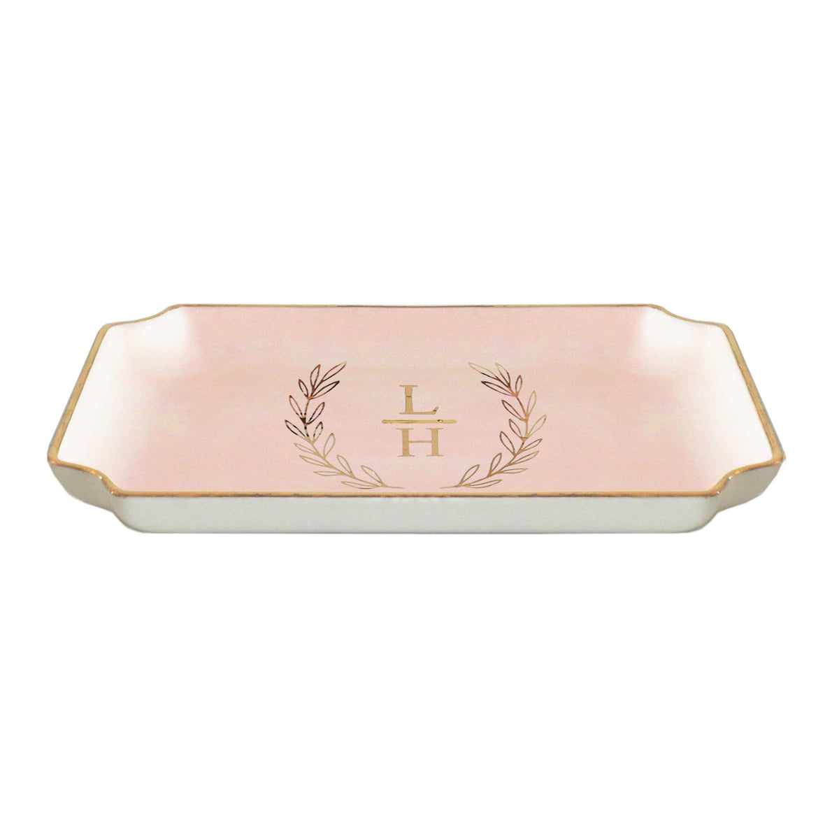 Laurel Wreath Monogram Trays with Gold Accent