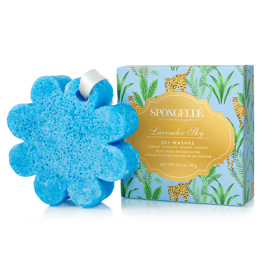 a blue sponge in a flower shape