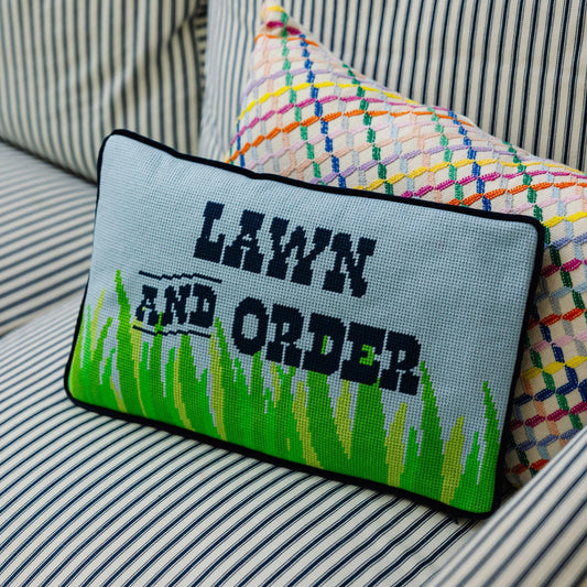 Lawn & Order Needlepoint Pillow