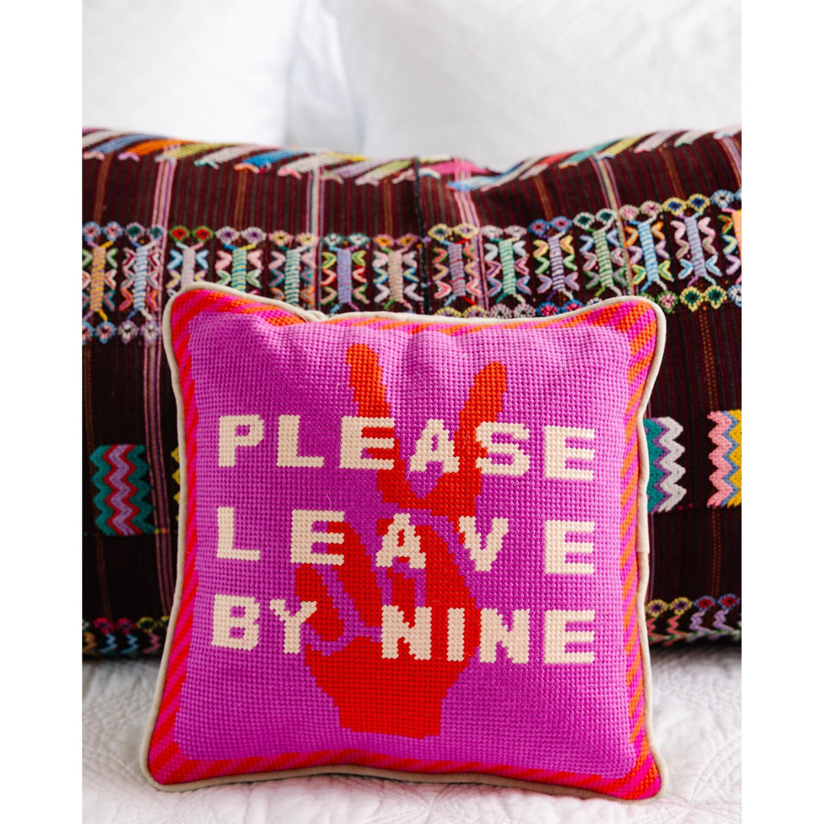 Leave by Nine Needlepoint Pillow