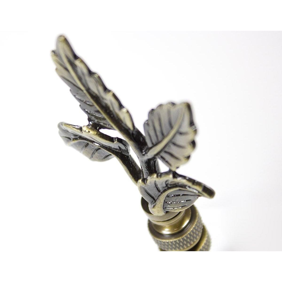 Leaves Lamp Finial Antique Brass Metal 3"h