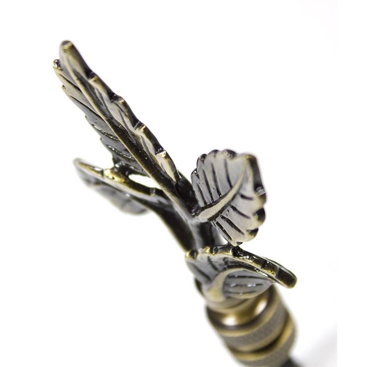 Leaves Lamp Finial Antique Brass Metal 3"h