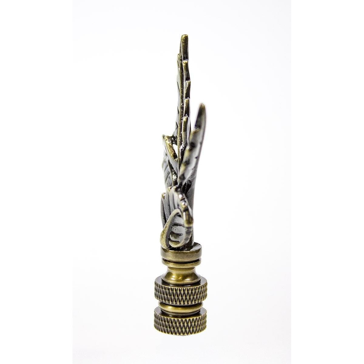 Leaves Lamp Finial Antique Brass Metal 3"h