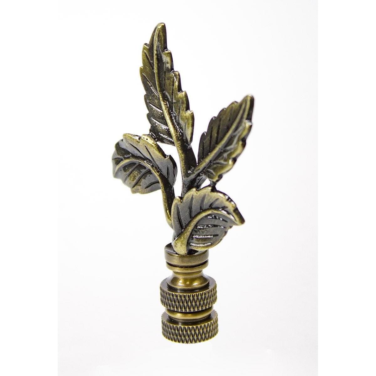 Leaves Lamp Finial Antique Brass Metal 3"h