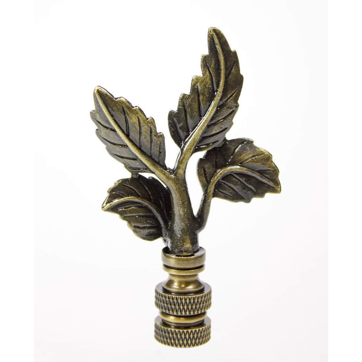 Leaves Lamp Finial Antique Brass Metal 3"h
