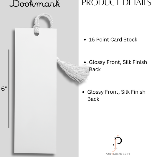 a white bookmark with a tassel