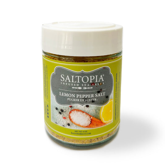 a jar of salt with a label
