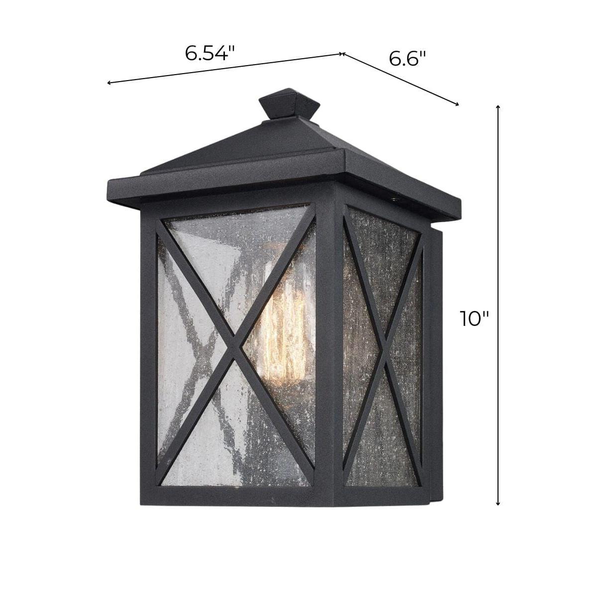 Leonis 10"High 1-Light Black Finish with Seeded Glass Shade Outdoor Wall Lantern