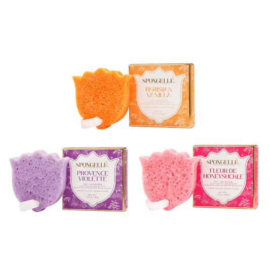 a group of sponges in different colors