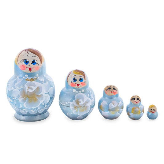 a group of blue dolls