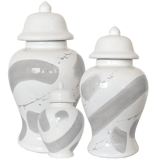 Light Gray Brushstroke Ginger Jars