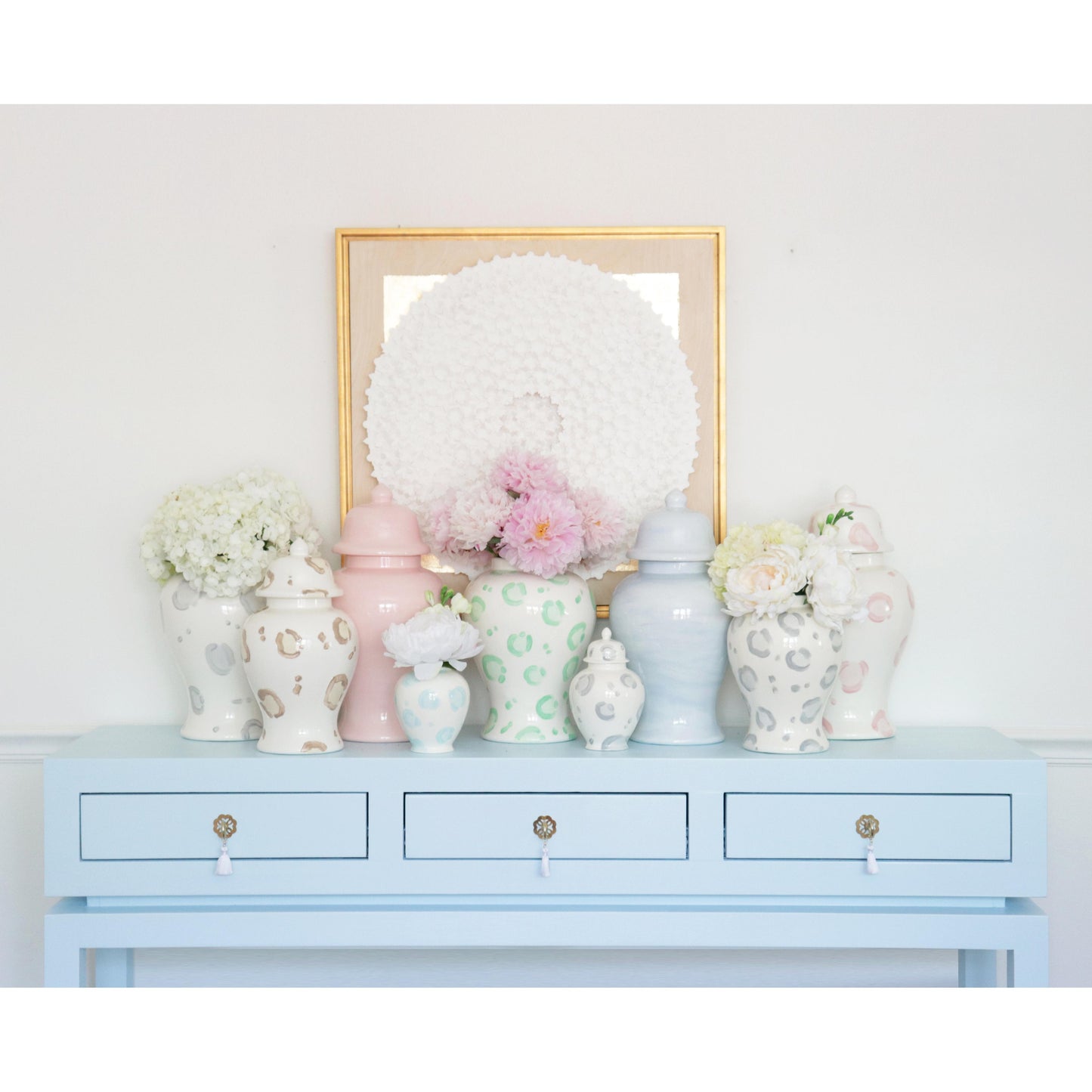 Light Gray Leopard Print Ginger Jars