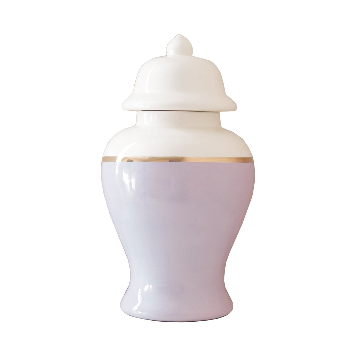 Light Lavender Color Block Ginger Jar with Gold Accent