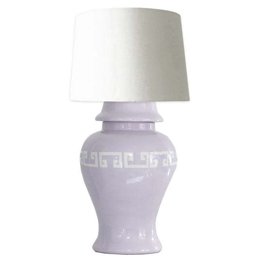 Light Lavender Greek Key Ginger Jar Lamp