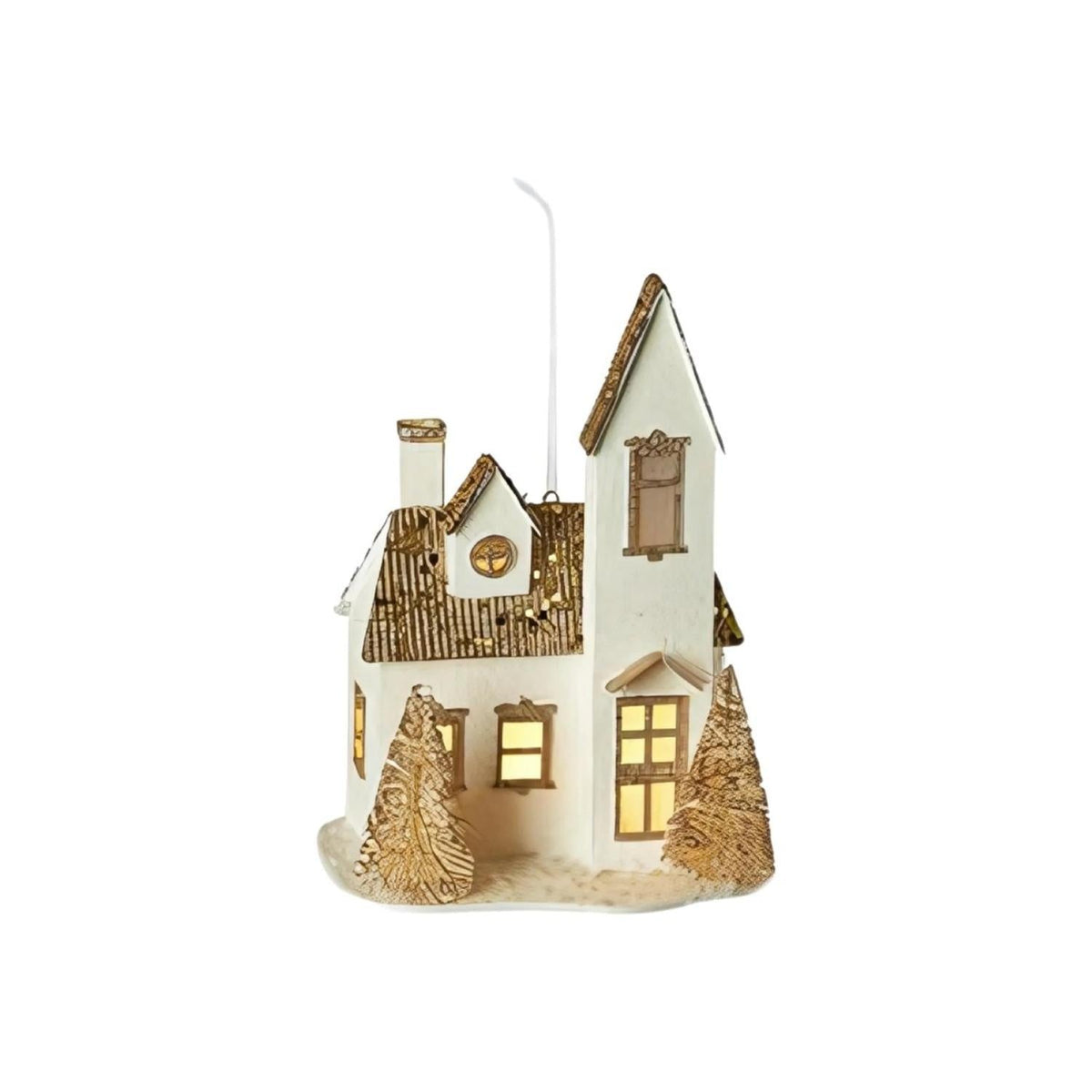Lighted Glittered Village Ornaments