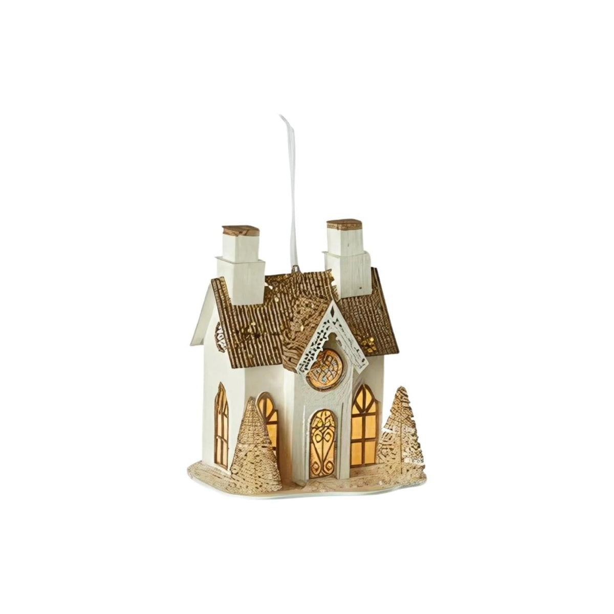 Lighted Glittered Village Ornaments