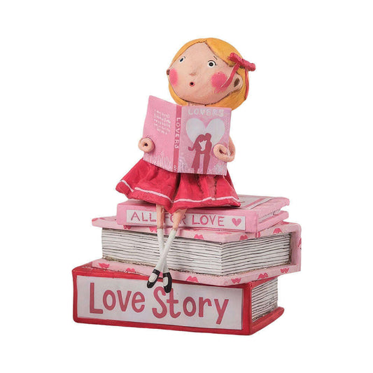 a statue of a girl sitting on a stack of books