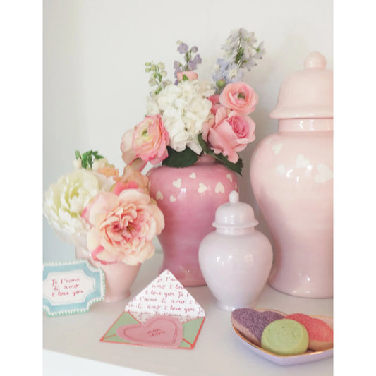 "Love is in the Air" Ginger Jars in Bubble Gum Pink