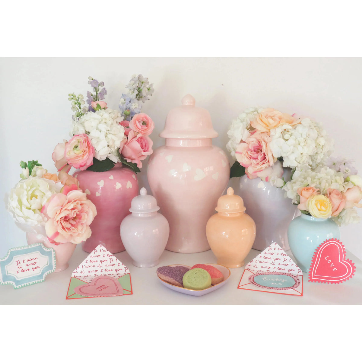 "Love is in the Air" Ginger Jars in Cherry Blossom Pink
